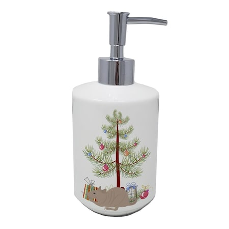 Carolines Treasures 7 x 3.5 in. Fuzz Rat Merry Christmas Ceramic Soap Dispenser CK4472SOAP